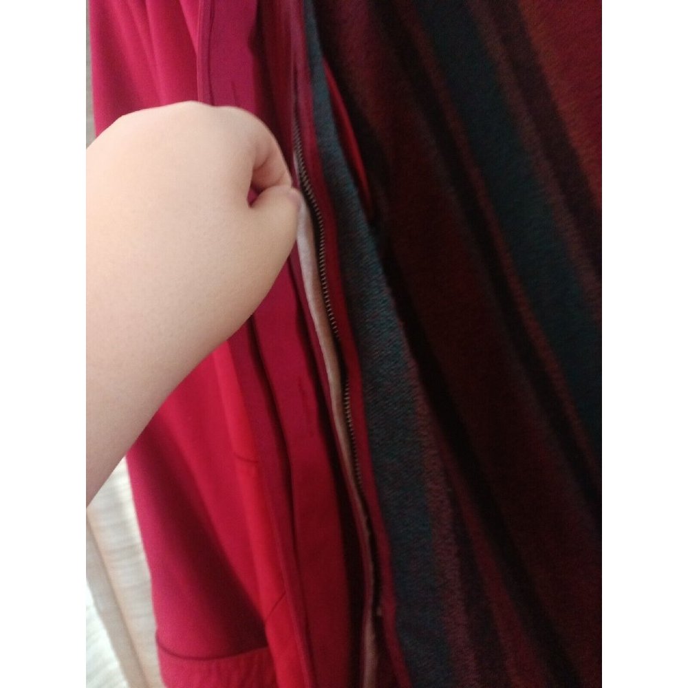 Women's London Fog Red Long Detachable Jacket With Pockets Size 16 - Picture 2 of 6